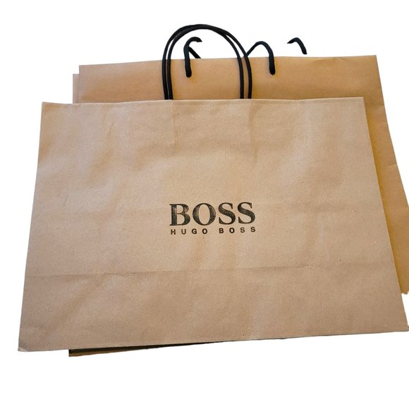 Hugo Boss Shopping Bags White Brown Set of 8 Signature Reusable Gift Prop VR208 - Picture 15 of 16